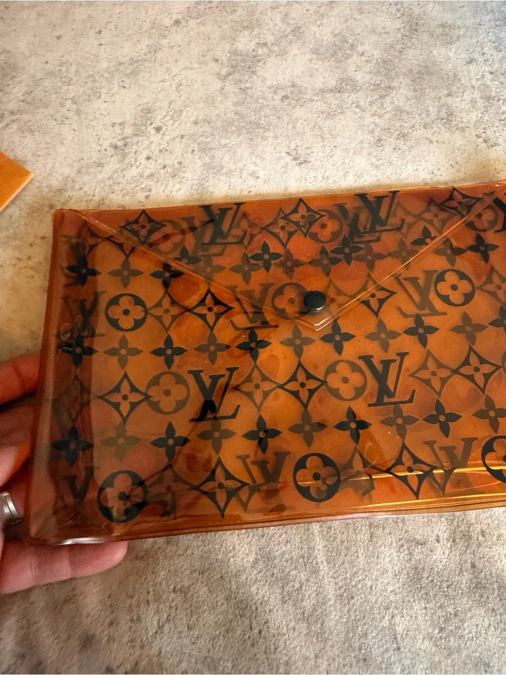 Louis Vuitton Amber Transparent Monogram PVC Envelope Clutch